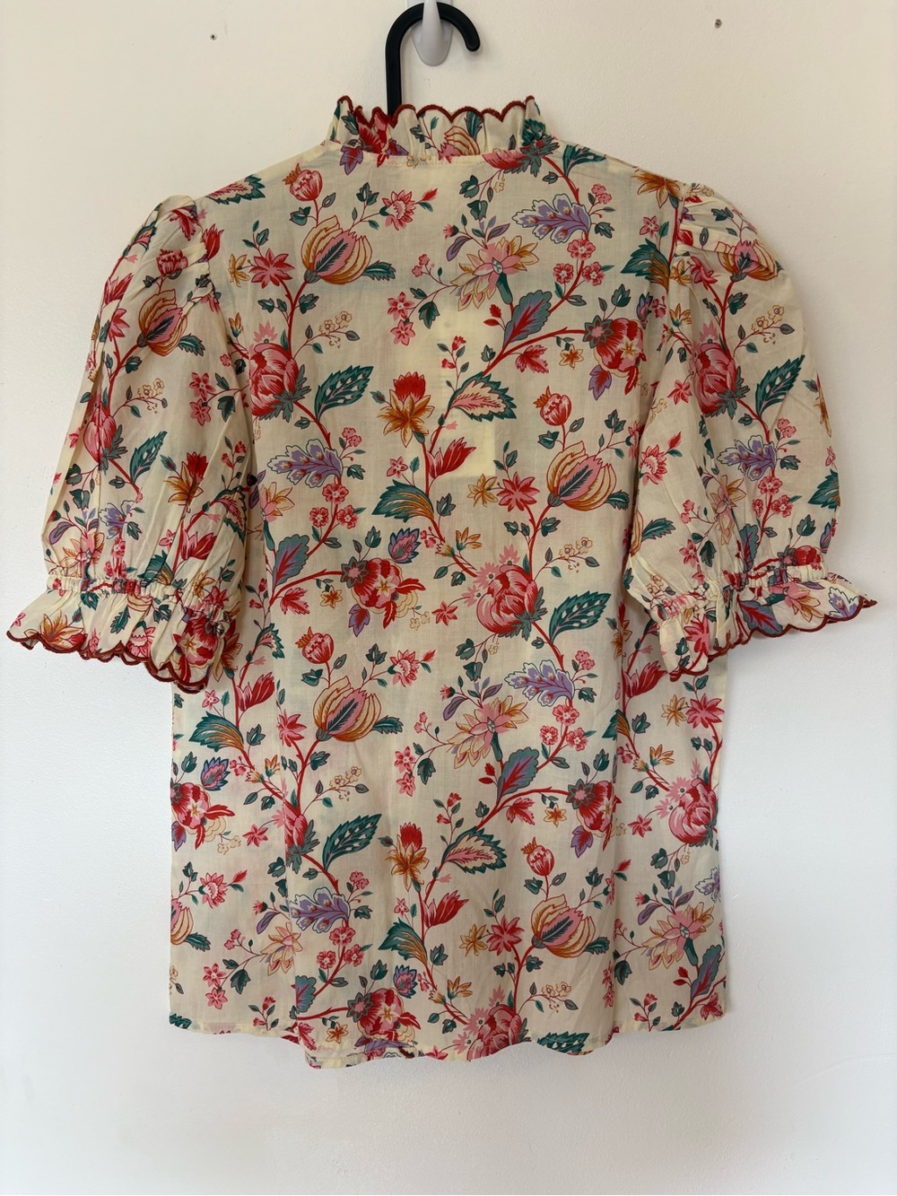 Sézane Maya Blouse Fleurs Indiennes Floral Ruffle Size 34 US 2 NWT - Picture 10 of 16